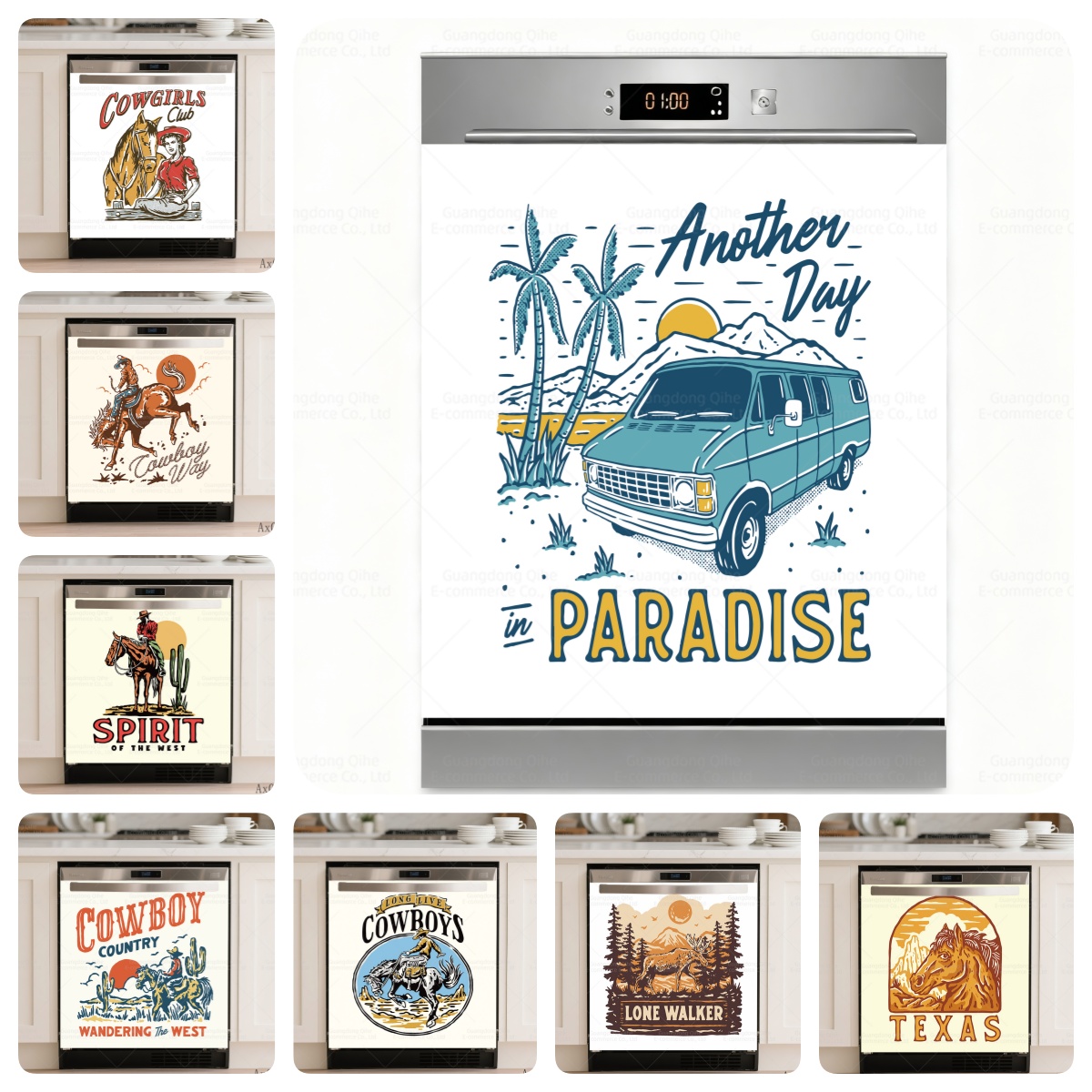 Furniture Paradise & Hardware Ghaziabad - สติ๊กเกอร์กันน้ำลายคาวบอยตะวันตกและพาราไดซ์ แวน สำหรับตกแต่งเครื่องล้างจาน วอลเปเปอร์แบบติดเอง ตกแต่งเครื่องซักผ้าในครัว