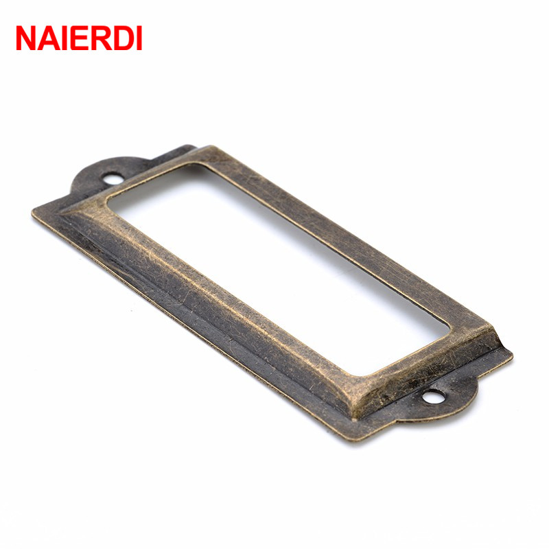 Furniture Hardware Names - NAIERDI 82*30Mmทองเหลืองโบราณป้ายโลหะดึงกรอบแฟ้มชื่อการ์ดสำหรับตู้ลิ้นชักกล่องฮาร์ดแวร์