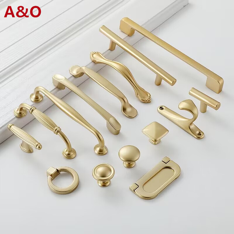 Furniture Hardware Factory - จับลิ้นชักตู้เฟอร์นิเจอร์ห้องครัวจับสําหรับตู้ KNOB ประตูลิ้นชักเฟอร์นิเจอร์ห้องครัว Pearl Golden เรียบง่ายฮาร์ดแวร์