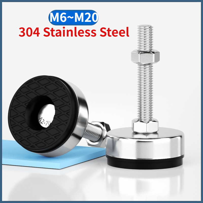 Furniture Screw Type - ขาปรับระดับเฟอร์นิเจอร์แบบยึดติด ขนาด M6-M20 ทำจากสแตนเลส 304 พร้อมฐานยาง