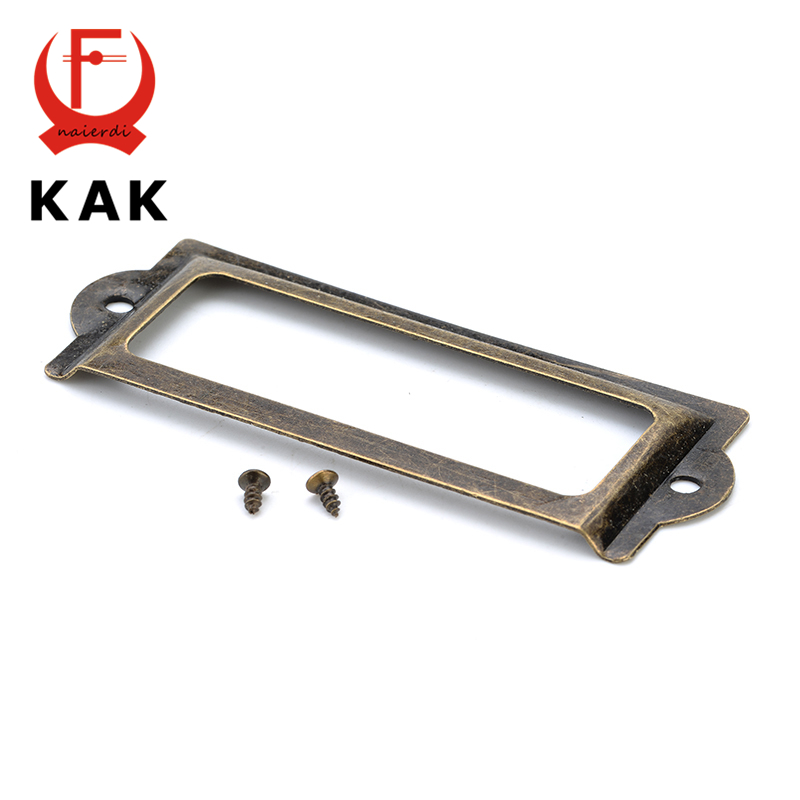 Furniture Hardware Names - 10pcs KAK 82*30mm ทองเหลืองโบราณป้ายดึงกรอบแฟ้มชื่อผู้ถือบัตรสำหรับตู้เฟอร์นิเจอร์ลิ้นชักกล่องฮาร์ดแวร์