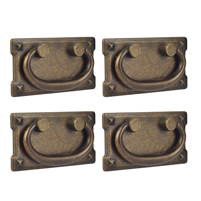Furniture Hardware Factory - 4Pcs Vintage Antique Bronze ลิ้นชักดึง Handles,ประตูตู้เฟอร์นิเจอร์ตกแต่ง