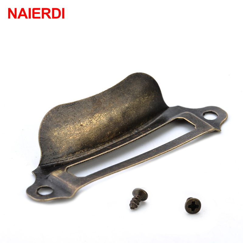 Furniture Hardware Names - 10PCS NAIERDI โบราณกล่องป้ายจับ Retro ดึงกรอบชื่อผู้ถือบัตรลูกบิดสําหรับเฟอร์นิเจอร์ตู้ลิ้นชักประตูฮาร์ดแวร์