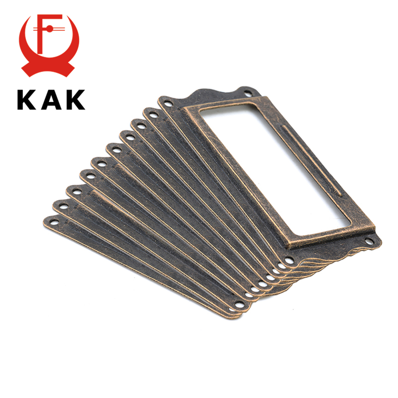 Furniture Hardware Names - 10pcs NED ทองเหลืองโบราณ 64*32 มม.ป้ายดึงกรอบชื่อผู้ถือบัตรตู้ลิ้นชักกล่องกรณีลูกบิดสําหรับฮาร์ดแวร์เฟอร์นิเจอร์