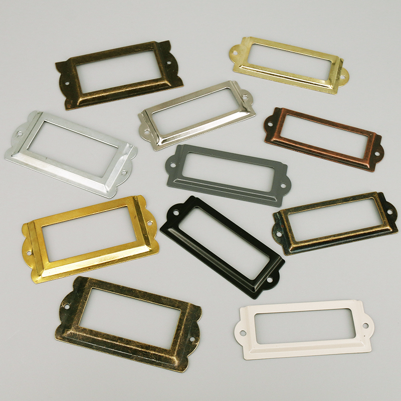 Furniture Hardware Names - 4 ชิ้นเหล็กโบราณป้ายป้ายกรอบชื่อผู้ถือบัตรตู้ลิ้นชักกล่องกรอบโลหะพร้อมสกรูเฟอร์นิเจอร์ฮาร์ดแวร์