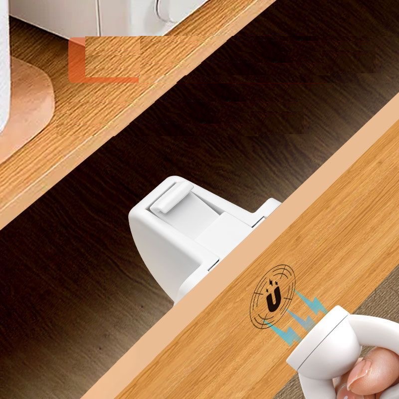 Furniture Hardware And Fittings - ตัวล็อคแม่เหล็กแบบซ่อนสำหรับตู้ ล็อคป้องกันเด็กเปิด ล็อคป้องกันการเปิดลิ้นชัก ตู้ ประตู ตัวล็อคแบบหัวเข็มขัด