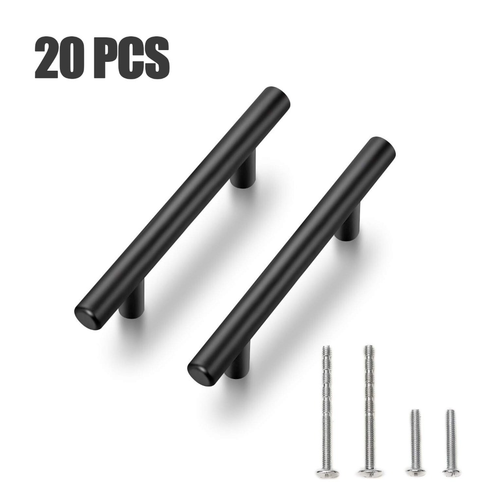 Furniture Hardware Factory - 20 PCS ดึงตู้ Matte สีดําสแตนเลส Dresser