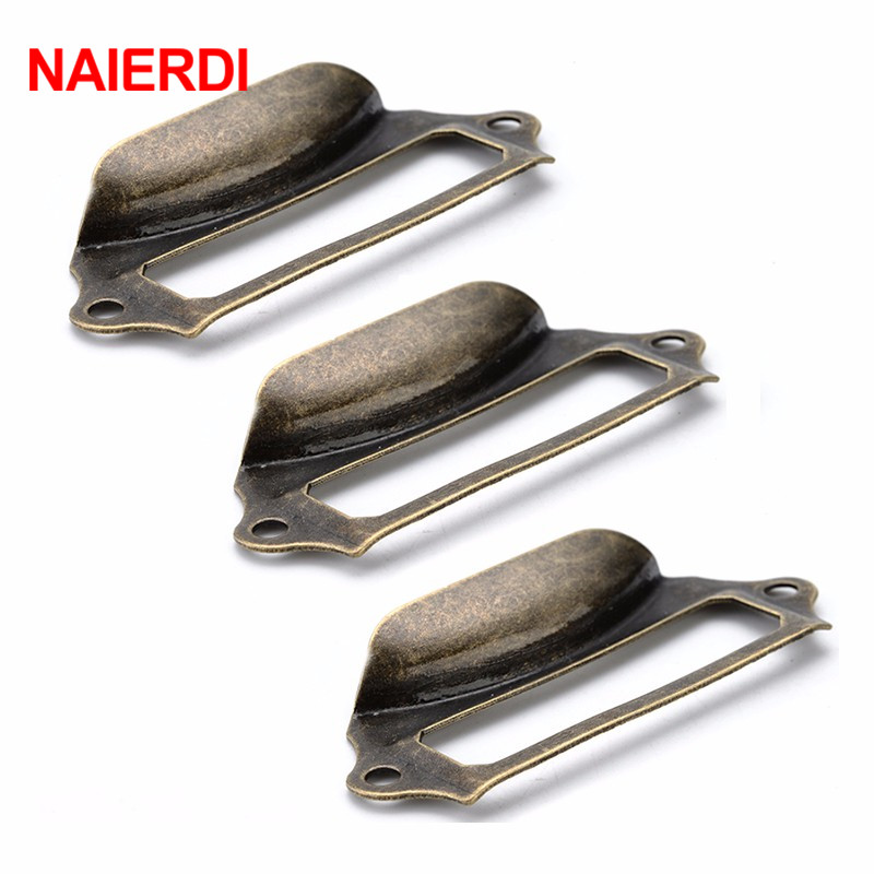 Furniture Hardware Names - NAIERDI 5pcs โลหะทองเหลืองโบราณป้ายดึงกรอบแฟ้มชื่อการ์ดสำหรับตู้ลิ้นชักกล่องกรณีฮาร์ดแวร์