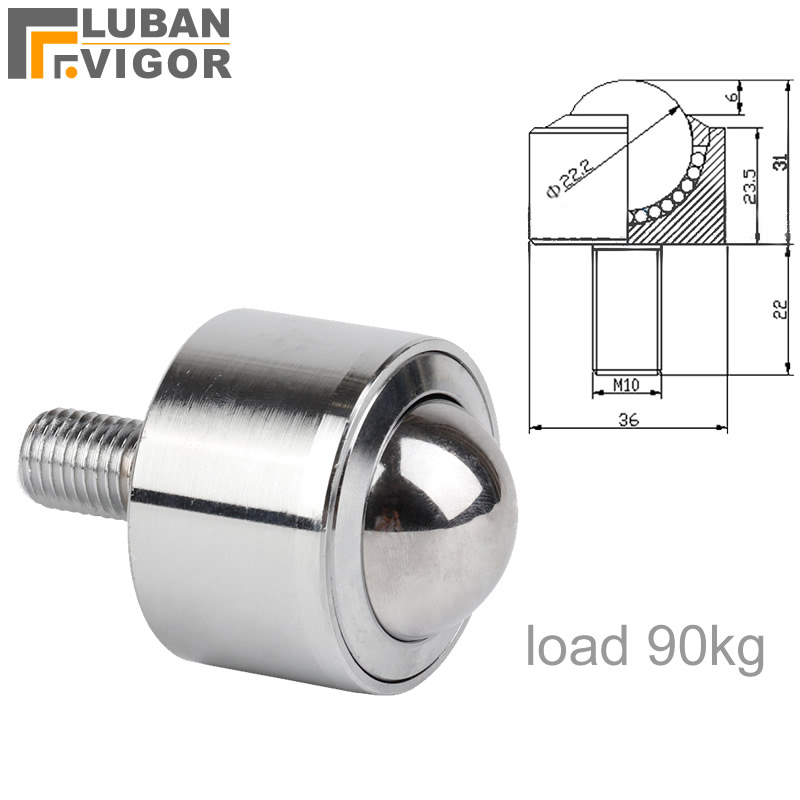 Furniture Screw Type - ล้อเลื่อนอเนกประสงค์แบบมีความแม่นยำพร้อมแบริ่ง M10รับน้ำหนักด้วยสกรูรองรับ90กก. ฮาร์ดแวร์ที่ทนทานและยืดหยุ่น
