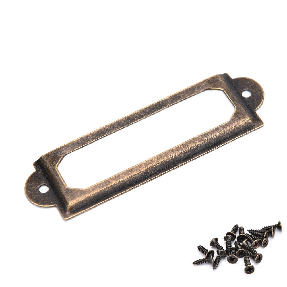 50Pcsโบราณทองเหลืองป้ายโลหะดึง - Furniture Hardware Names บทวิจารณ์และราคา