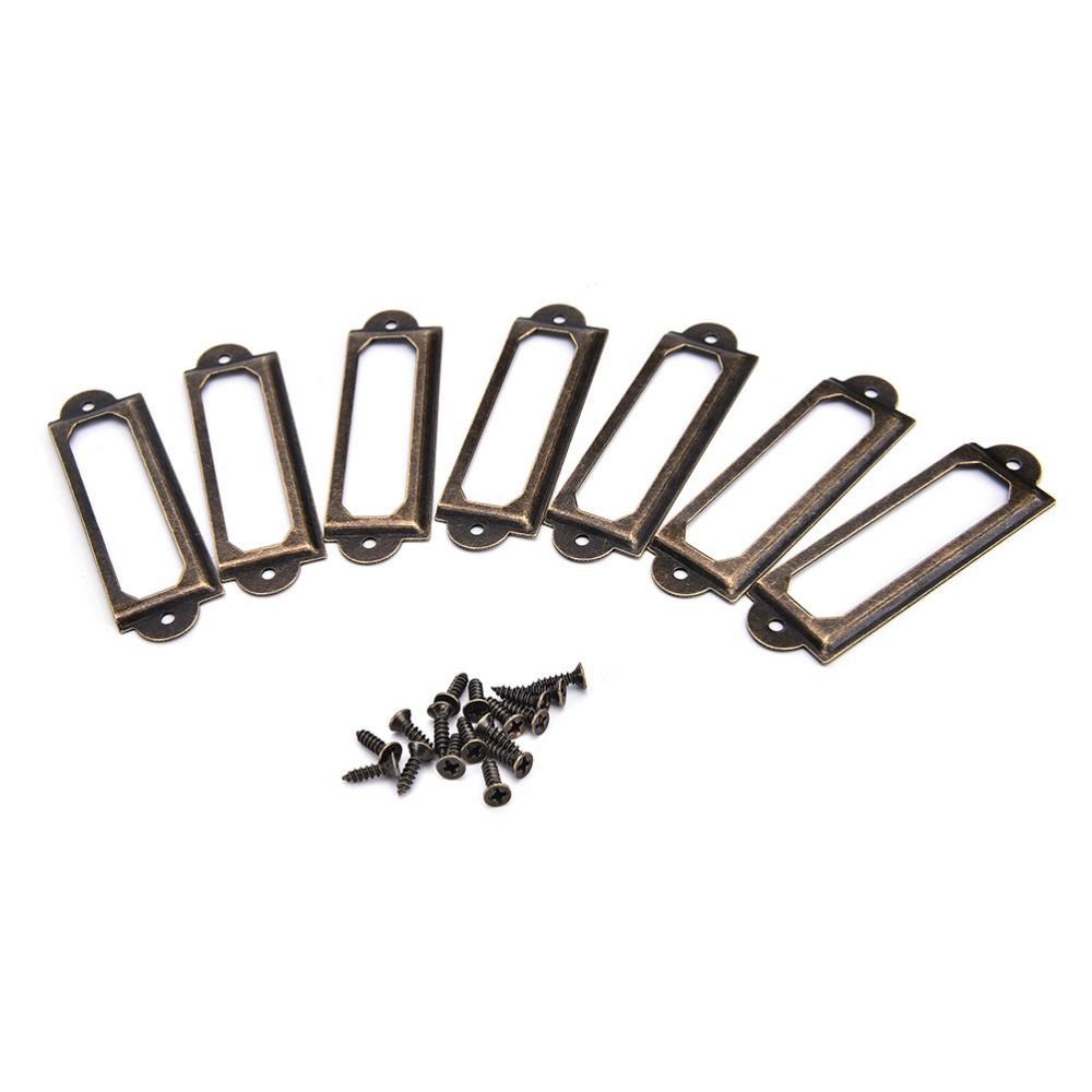 50Pcsโบราณทองเหลืองป้ายโลหะดึง - Furniture Hardware Names บทวิจารณ์และราคา