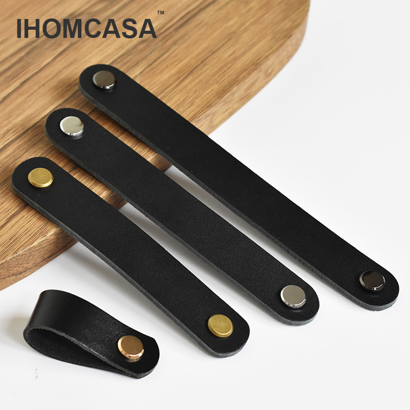 IHOMCASA หนังสีดํา Knobs ตู้ตู - Furniture Hardware Factory บทวิจารณ์และราคา