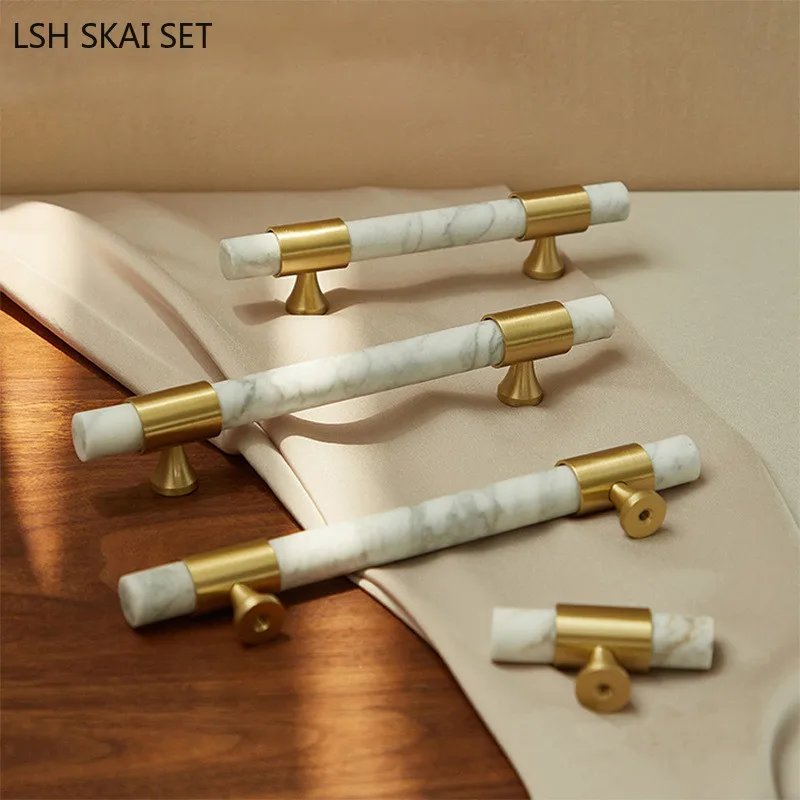 มือจับทองเหลืองหินอ่อน1ชิ้นไฟด - Furniture And Hardware Supplies บทวิจารณ์และราคา